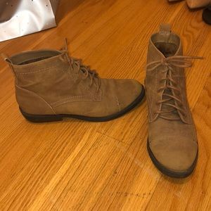 Brown faux suede ankle booties. Size 8.5